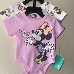 Disney Minnie Mouse Lavender and White Bodysuit Set
